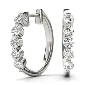 1/2 Carat Tw Five Stone Classic Diamond Hoop Earrings In 14K White Gold