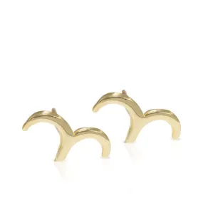 14K Yellow Gold Bird Stud Earrings