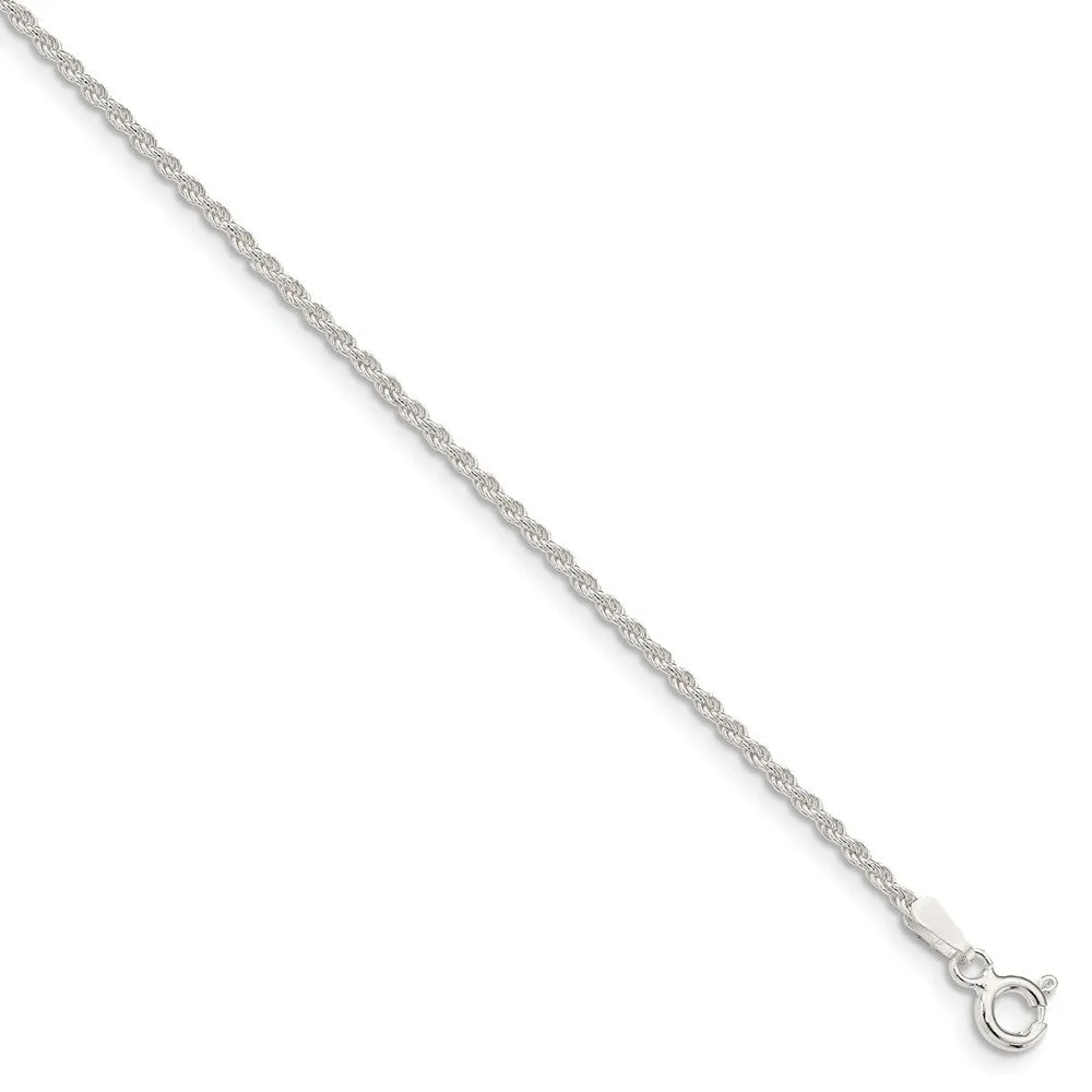 1.5mm Sterling Silver Classic Solid Rope Chain Bracelet