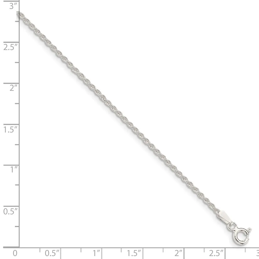 1.5mm Sterling Silver Classic Solid Rope Chain Bracelet