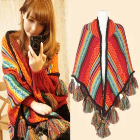 2017 New BOHO Ethnic Large Shawl Bright Color Female Warm Tassel Ball imitation cashmere shawls Winter Scarves Ladies Fashion