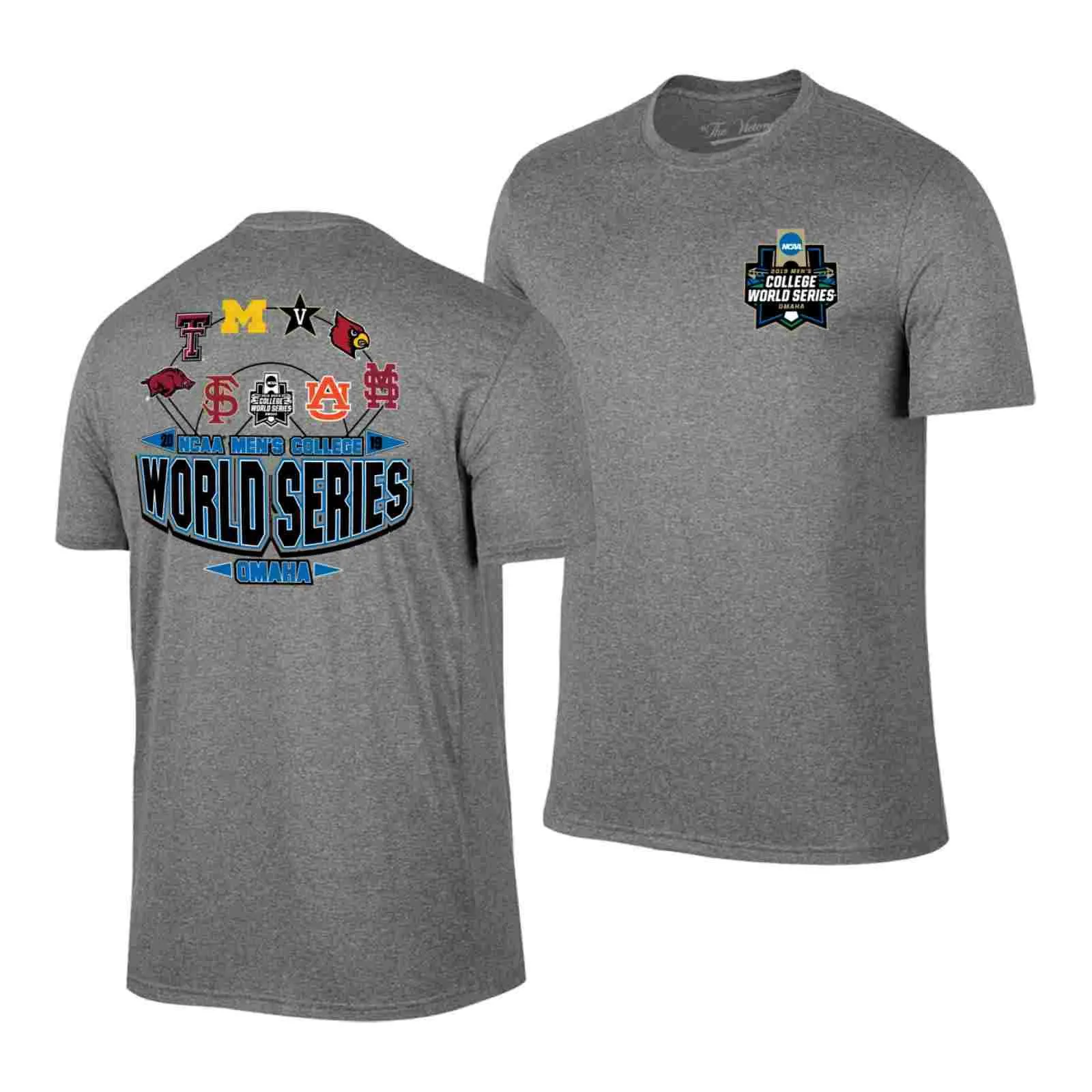 2019 NCAA Men's College World Series CWS 8 Team Baseball Field Gray T-Shirt