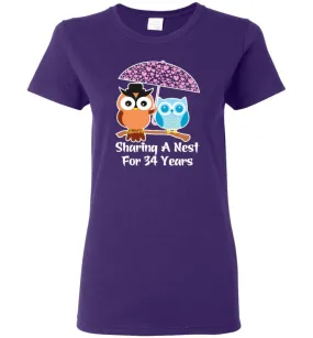 34 Years Wedding Anniversary Gifts Valentine's Day Women Tee