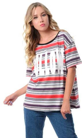 48112 Follow Striped Short Sleeves T-shirt - Multicolour