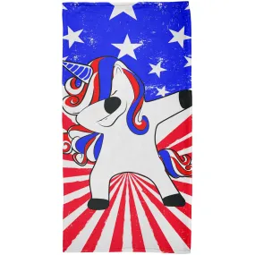 4th of July Dabbing Unicorn Americorn All Over Beach Towel