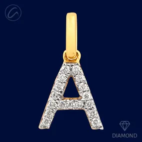 A Diamond Letter   18k Gold Pendant