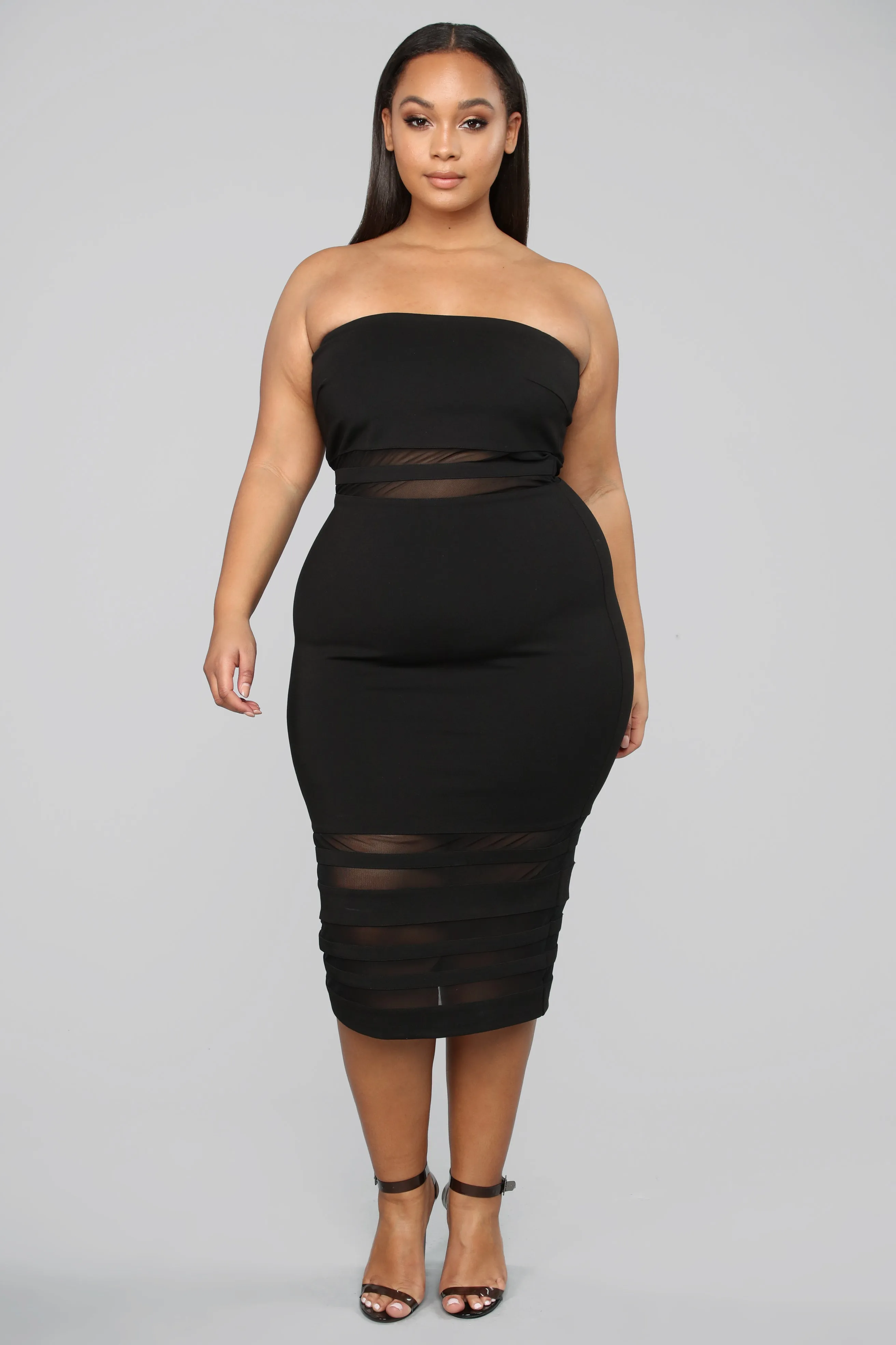 A Little Meshed Up Midi Dress - Black