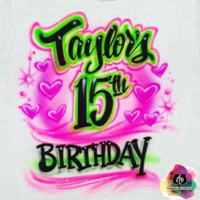 Airbrush 15th Birthday Shirt Design