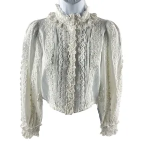 Alice   Olivia - New w/ Tags - Lace Cropped Blouse - Off-White - XS - Top