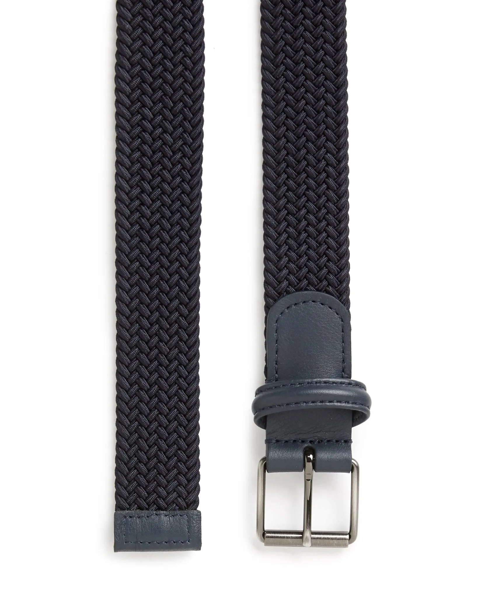 Anderson's Narrow Plaited Belt: Navy