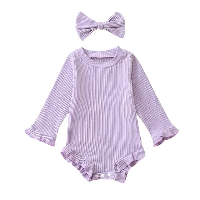 ARIEL Ruffle Long-Sleeve Romper with Headband