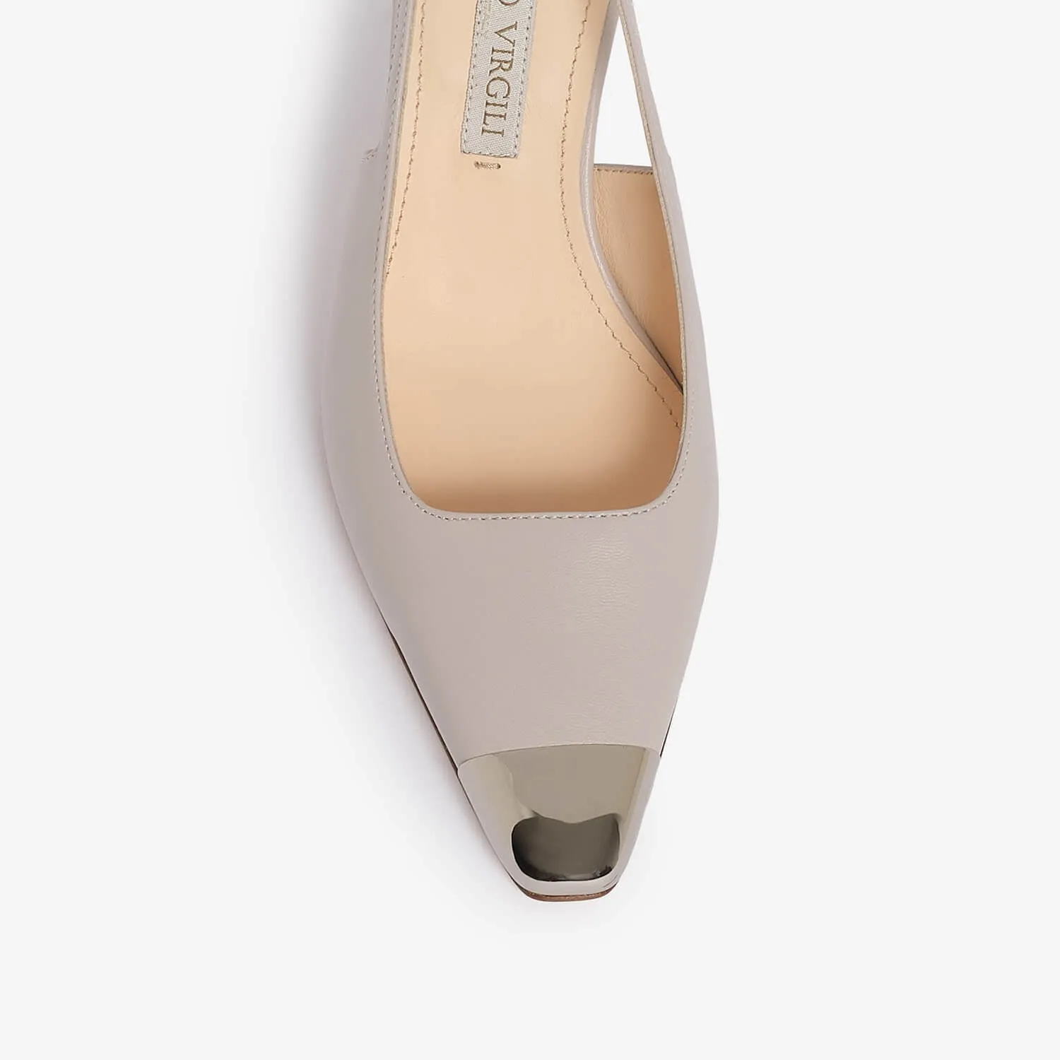 Beige  women's leather sling back décolleté