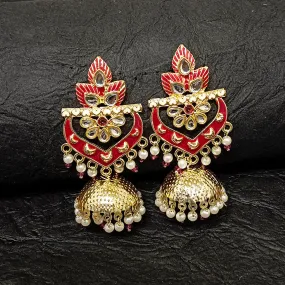 Bhavi Jewels Gold Plated Meenakari Jhumki Earrings