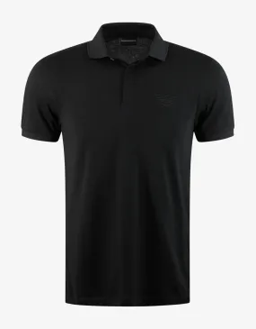 Black Tonal Eagle Logo Polo T-Shirt -