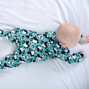 Blue panda cotton sleepsuit