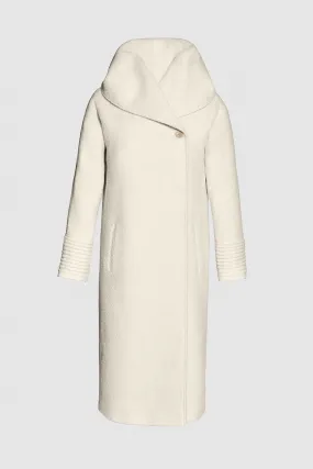 Bouclé Alpaca Long Hooded Coat