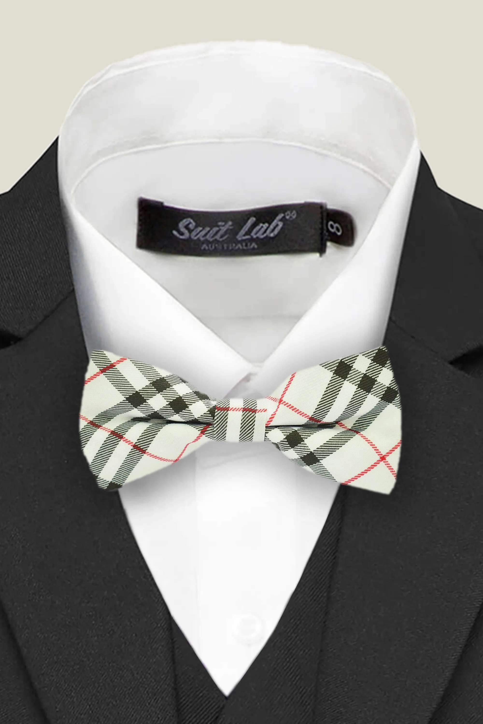 Boys Bow Tie - White Checkered