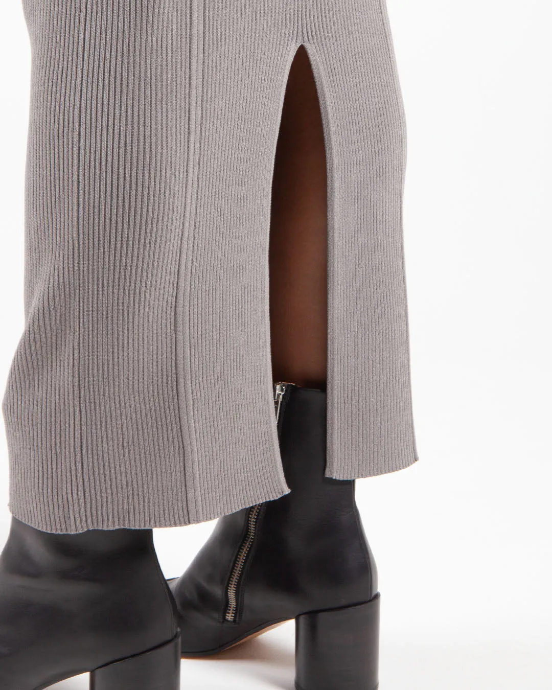 Calvin Klein Ribbed Knit Skirt Steeple Grey