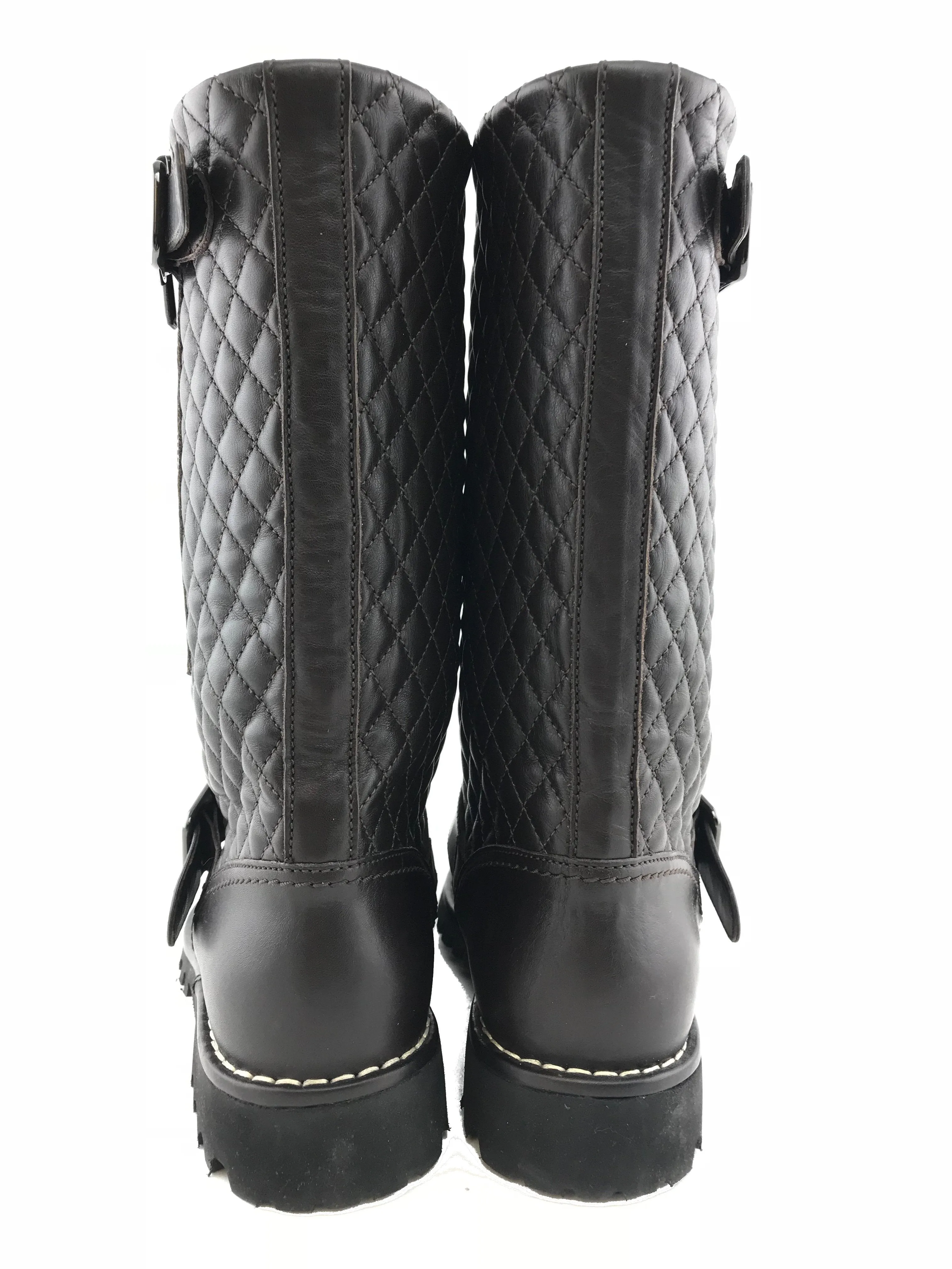 Chanel Quilted Leather Mid Calf Boots Size 9