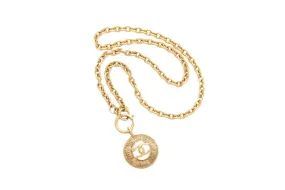 Chanel Vintage Round CC Medium Pendant Necklace