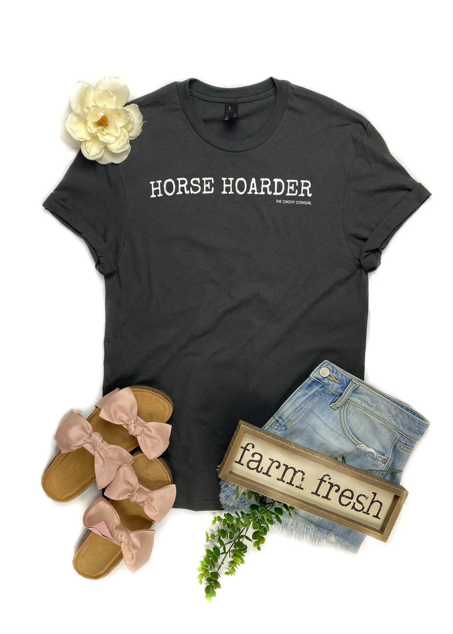 Charcoal Horse Hoarder Graphic Short Sleeve Tee