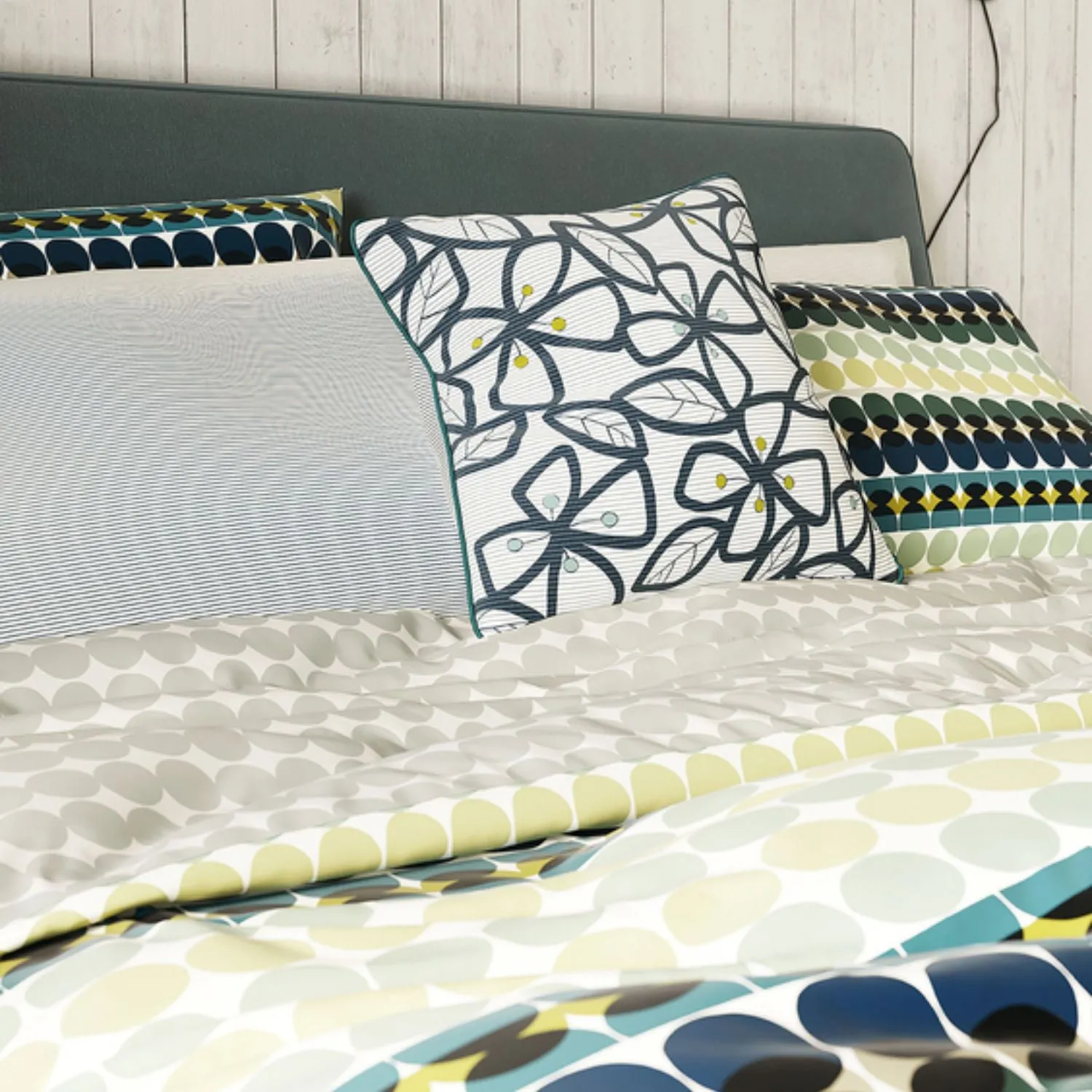 Clara Duvet Cover Set - Green & Ink