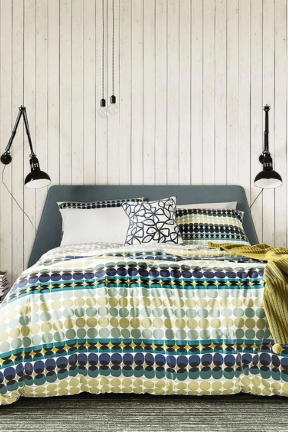 Clara Duvet Cover Set - Green & Ink