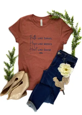 Clay Faith Hope Heart Short Sleeve Graphic Tee