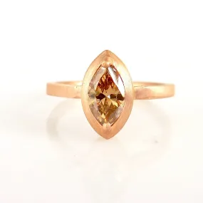 Cognac Marquise Diamond Engagement Ring - Natural Fancy Brown Diamond Ring