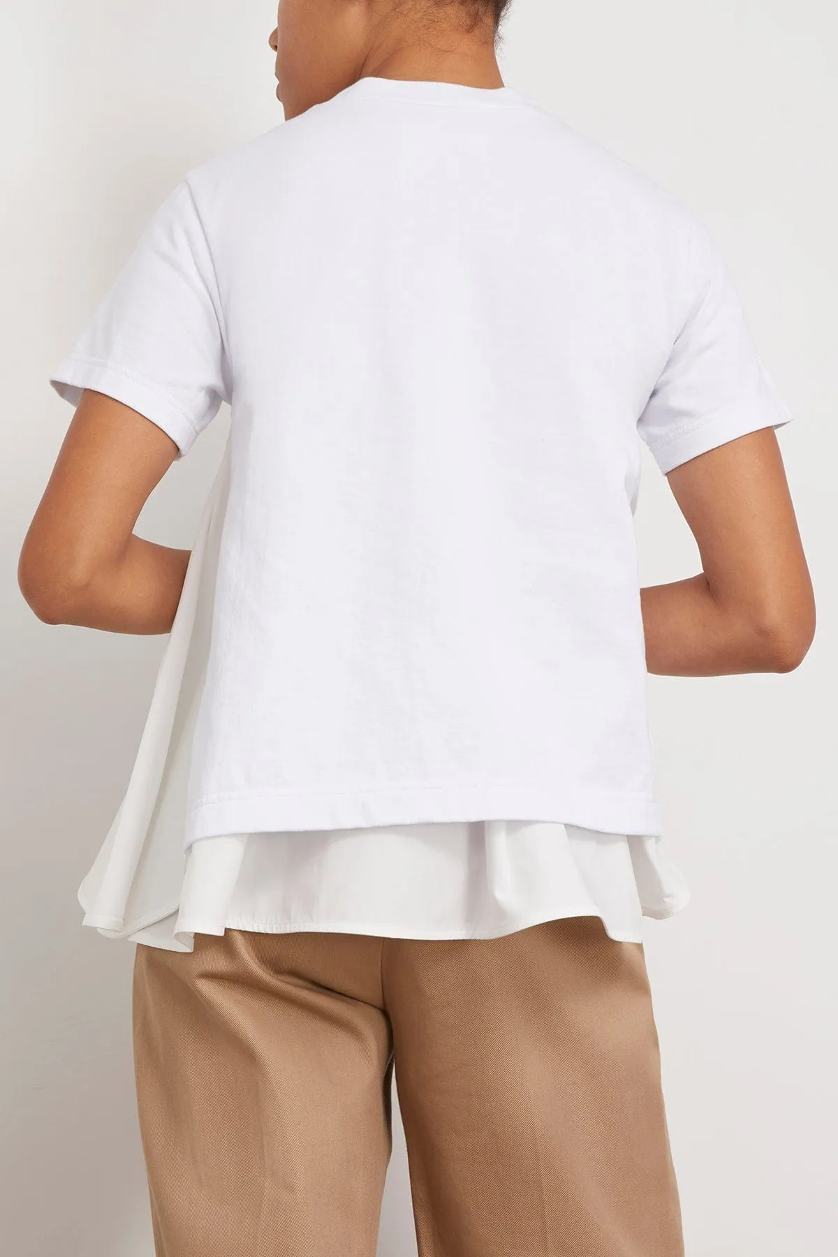 Cotton Poplin Mix Cotton Jersey T-Shirt in White