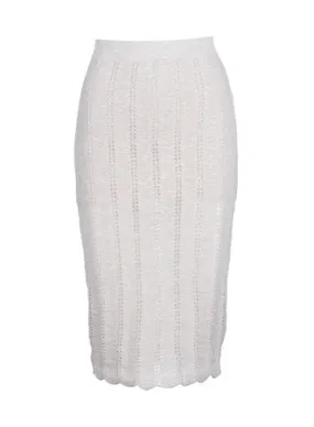 Cotton Silk Pointelle Skirt - Shell