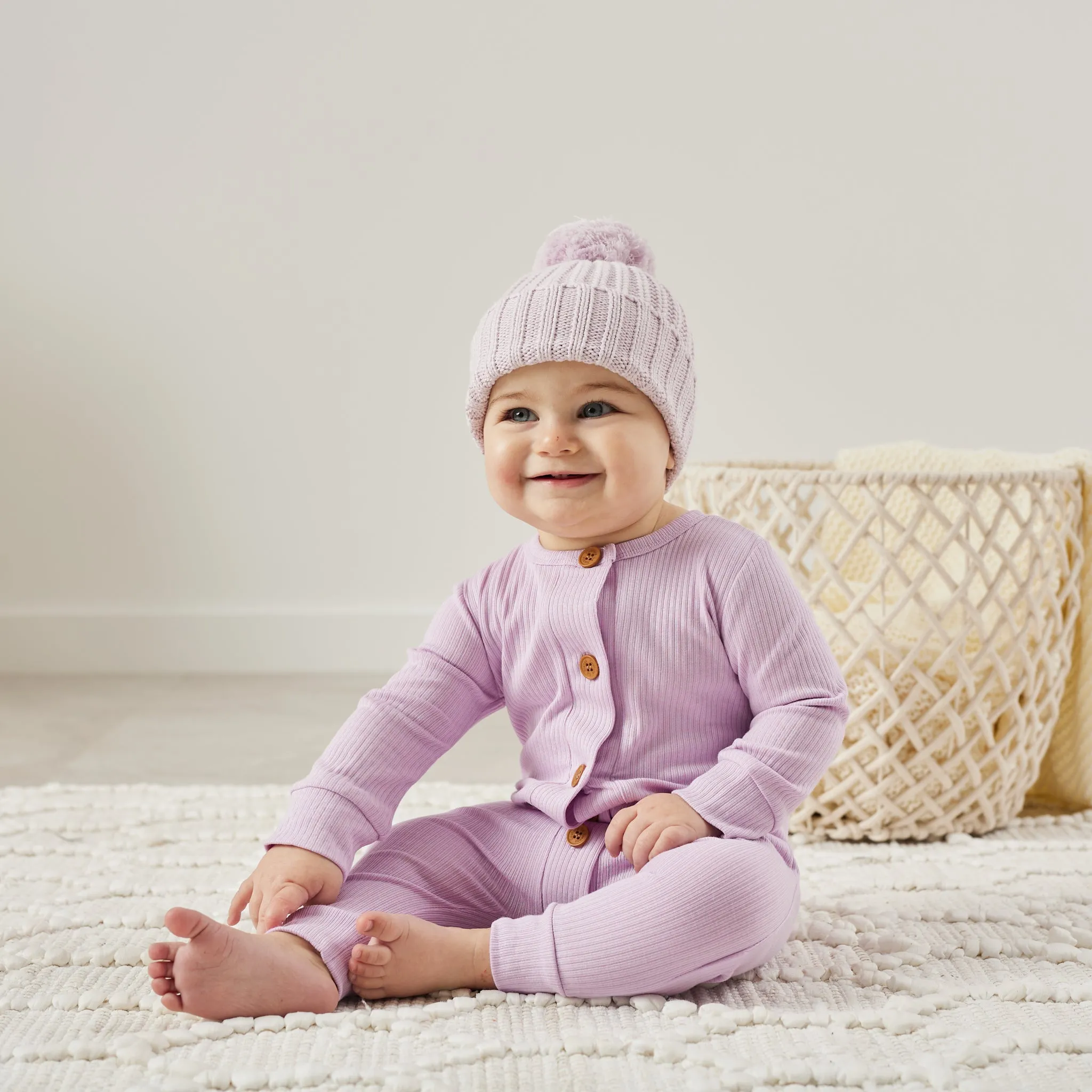 Cozy Long Sleeve Louie Romper - Orchid Bloom