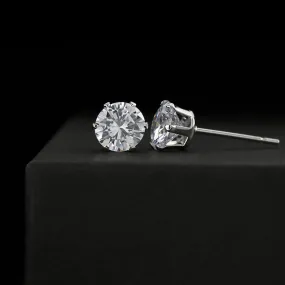 Crystal Cubic Zirconia Solitaire Stud Earrings