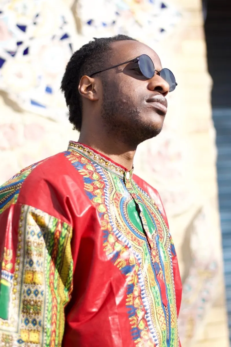 Dashiki Shirt in Red Print - Festival Shirt