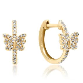 Diamond Butterfly Huggie Hoop Earrings