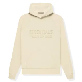 Fear Of God Essentials Logo Flocked Egg Shell Hoodie