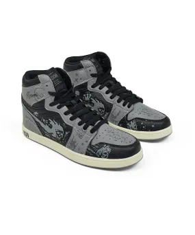 Flaming Skull Sneakers - Grey