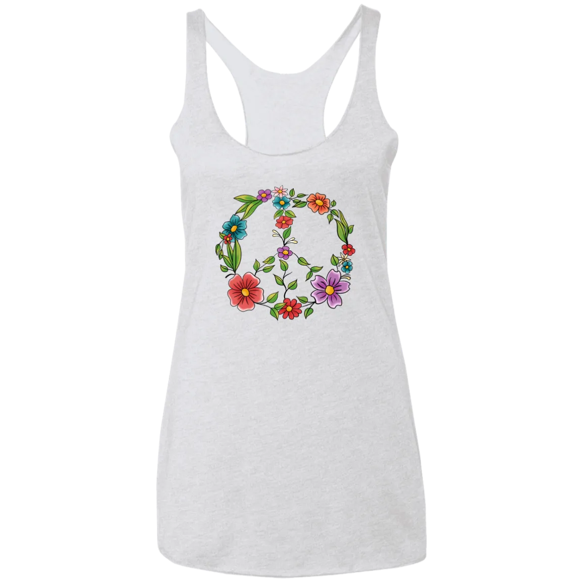 Floral Peaceful Ladies' Triblend Racerback Tank