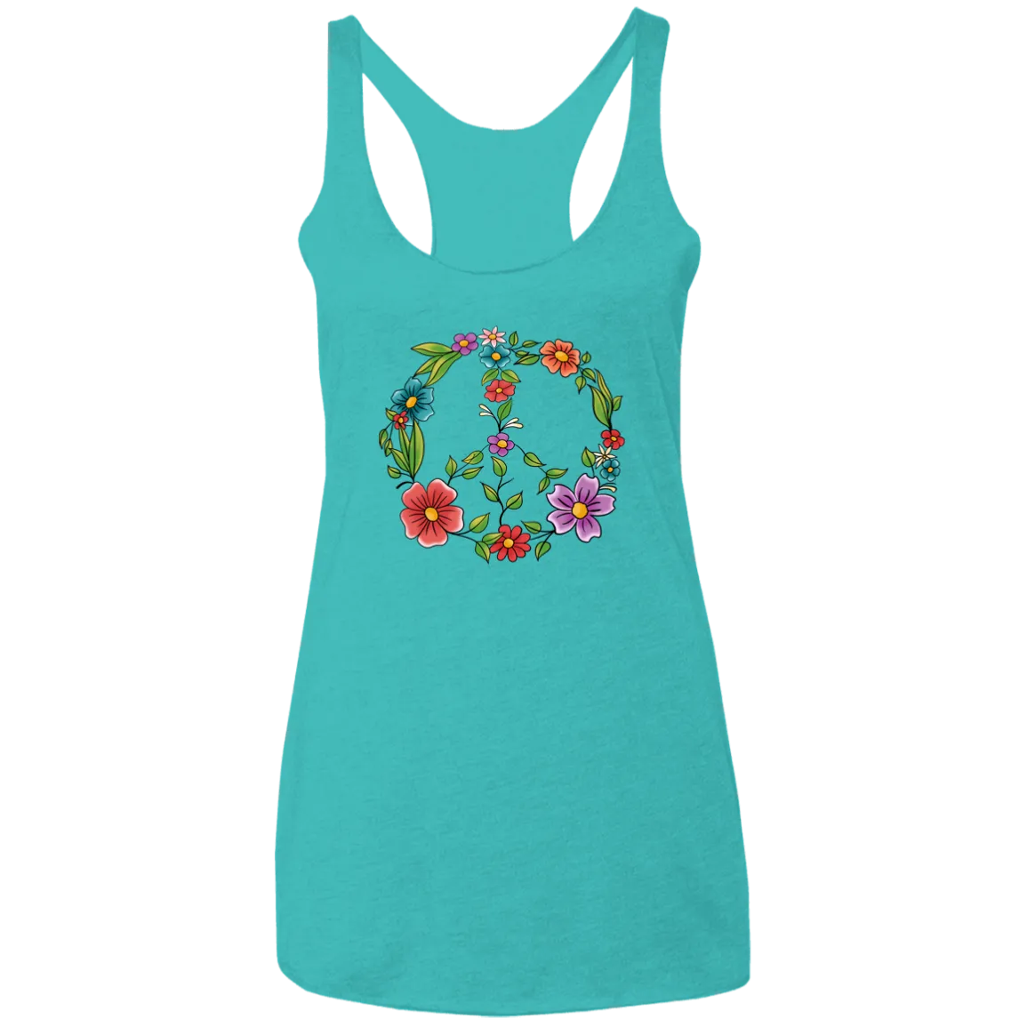 Floral Peaceful Ladies' Triblend Racerback Tank