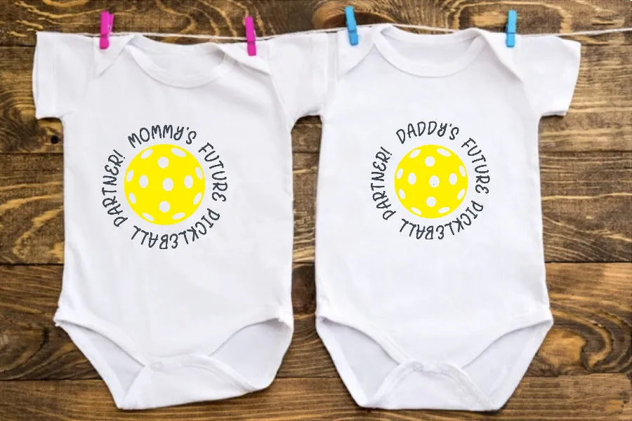 Future Mommy Or Daddy Pickleball Partner | Infant Short Sleeve Onesie | 100% Cotton