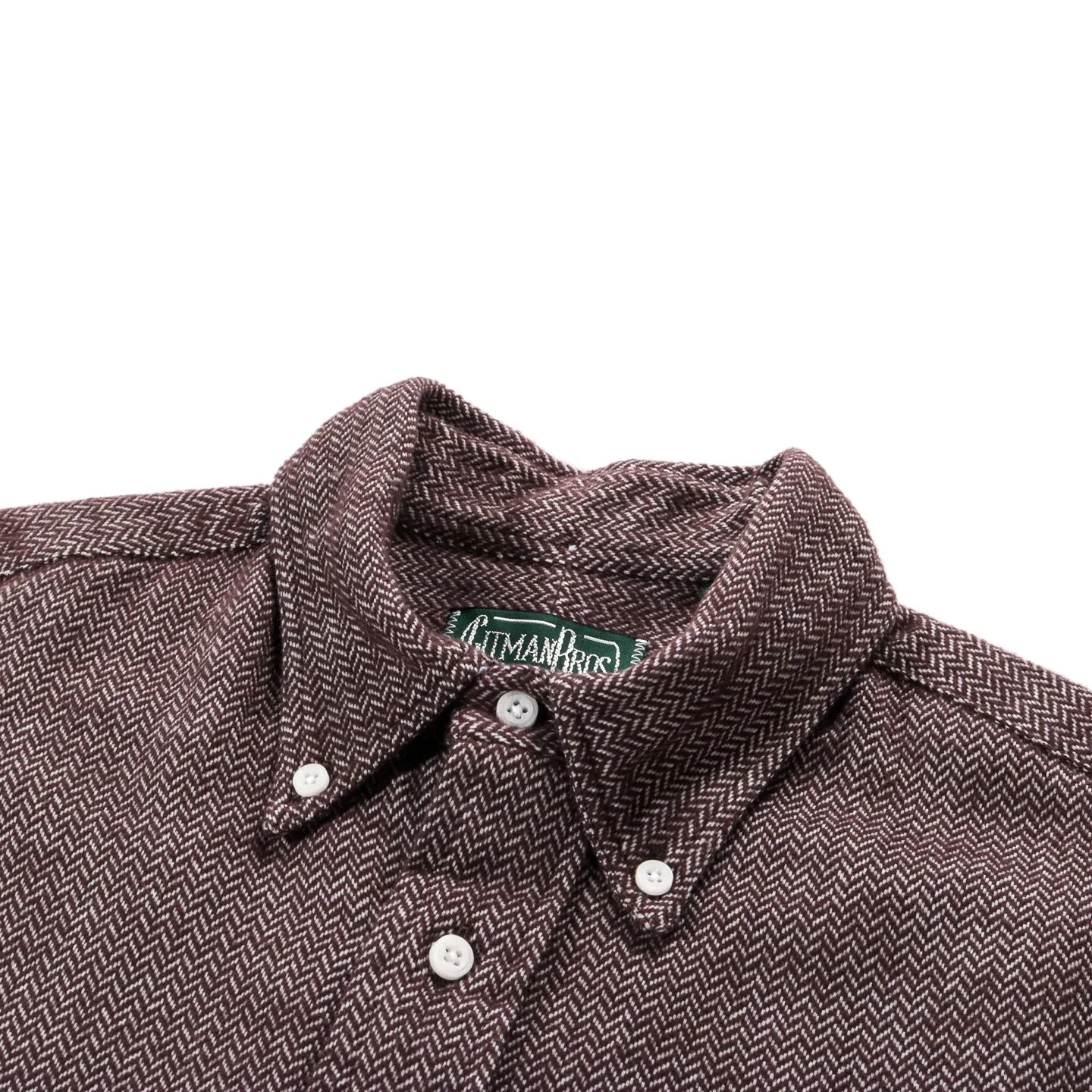 GITMAN VINTAGE BUTTON DOWN BROWN HERRINGBONE FLANNEL