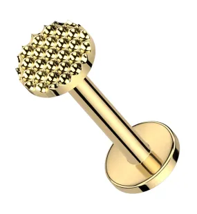 Gold PVD Beaded Disk Internally Threaded Titanium Labret