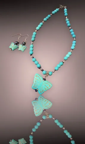 Howlite Turquoise Necklace and Earrings Set