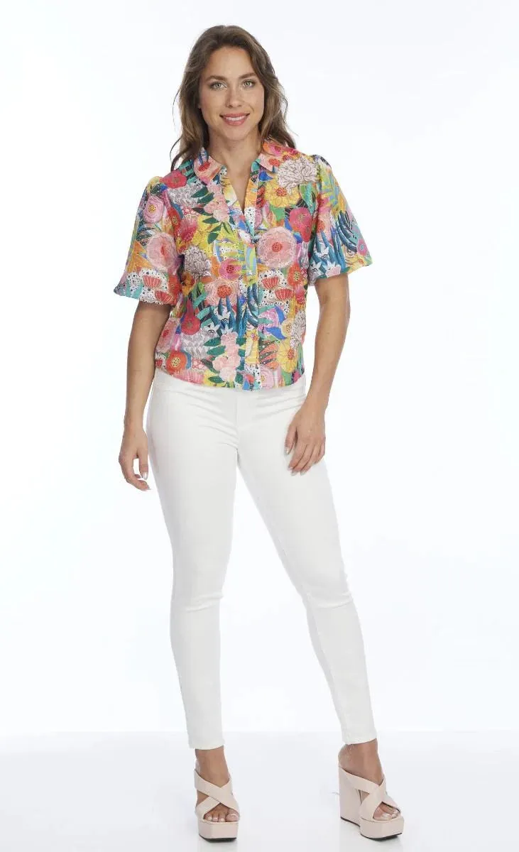 Indu Balloon Sleeve Top - Enchanted Garden