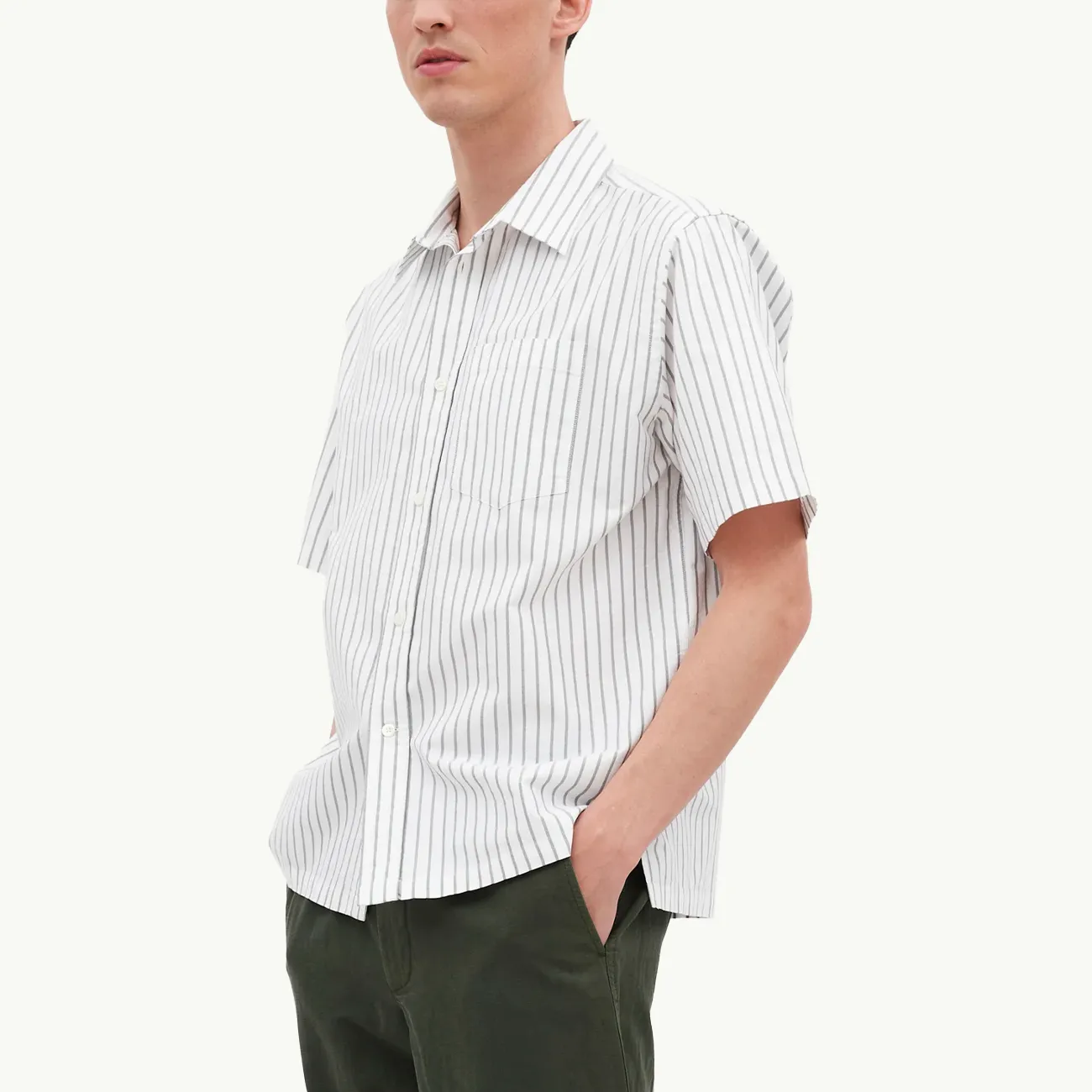 Ivan Relaxed Organic Oxford Monogram Shirt - Spruce Green