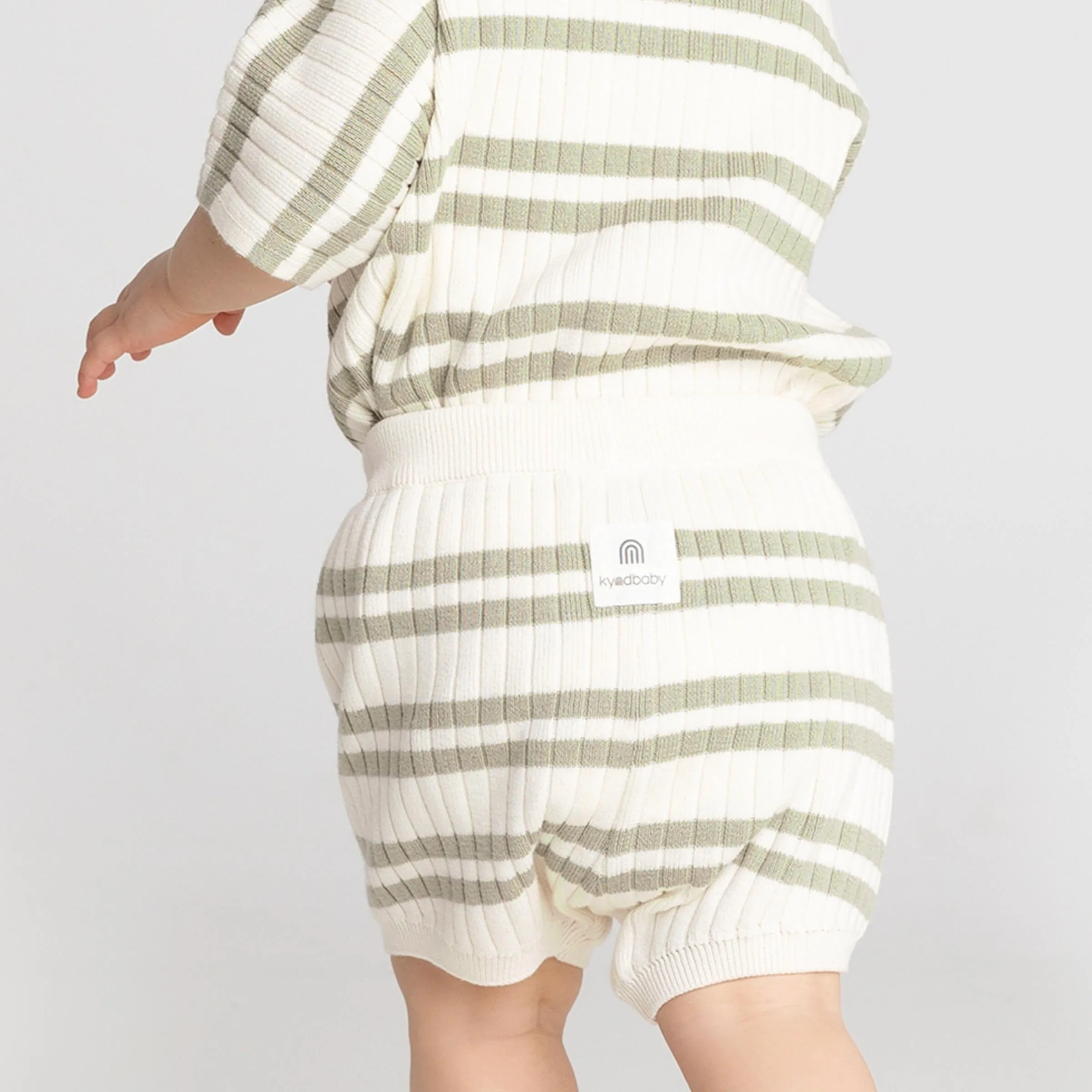 Kyndbaby Gots Knit Rib Short Sage Stripe