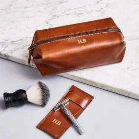 Leather Shaving Bag and Razor Cover