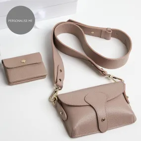 Luca Small Crossbody Bag, Purse and Scarf Gift Set in Blush Pink