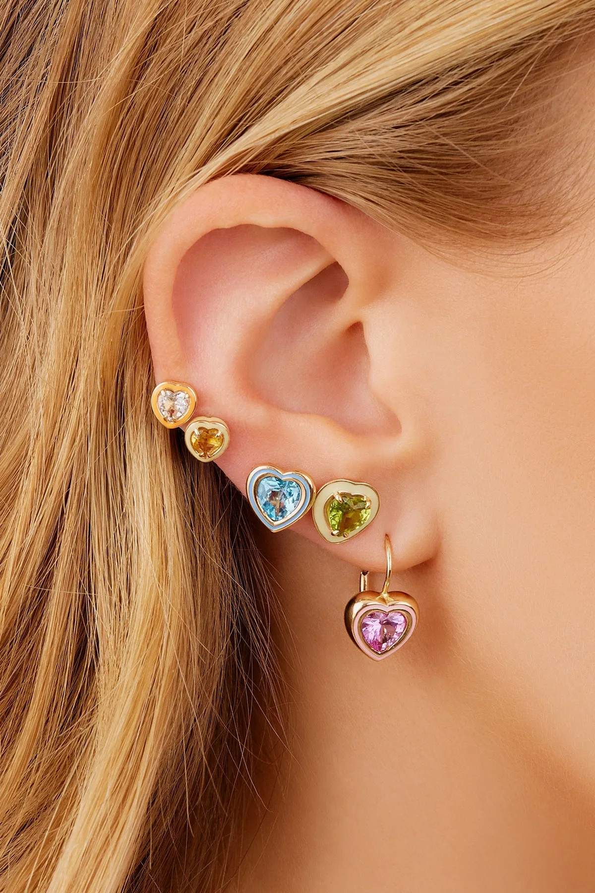 Madison Heart Bezel Drop Earrings - In Stock