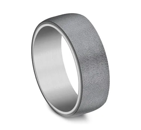 Men's Wedding Band, 8MM Tantalum and 14K White Gold